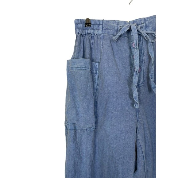 FREE PEOPLE Be The Change Slouch Pants In Blue Metal Size Small - Picture 3 of 11